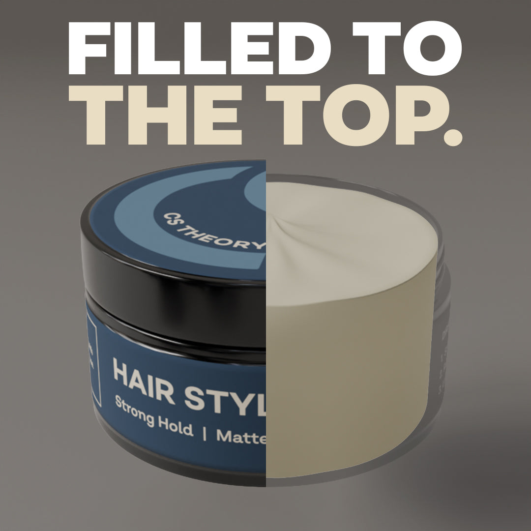 Before and after using CS Theory Hair Clay – natural texture and volume